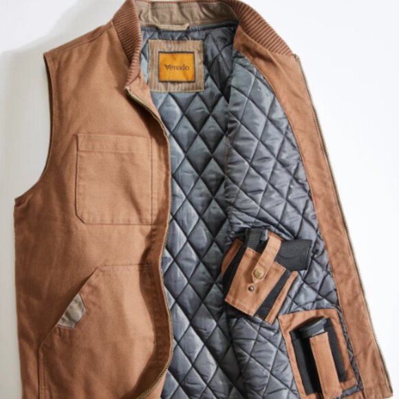 Concealed Carry Canvas Vest - Brown | 4XLT - Picture 1 of 6
